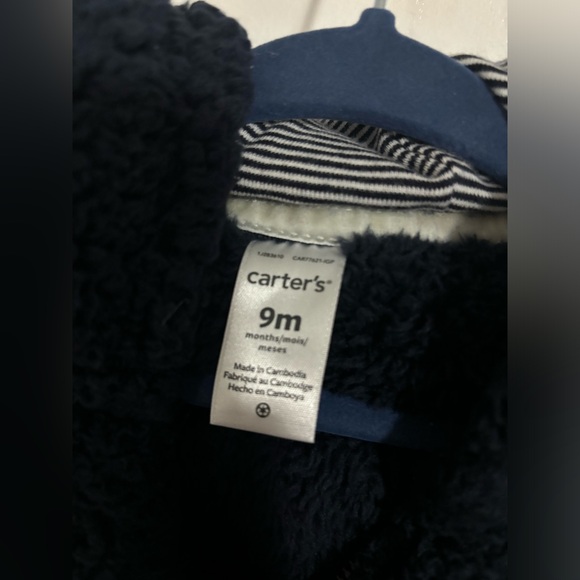 Carters 9M Navy Blue Baby Winter Onesie - Picture 3 of 4